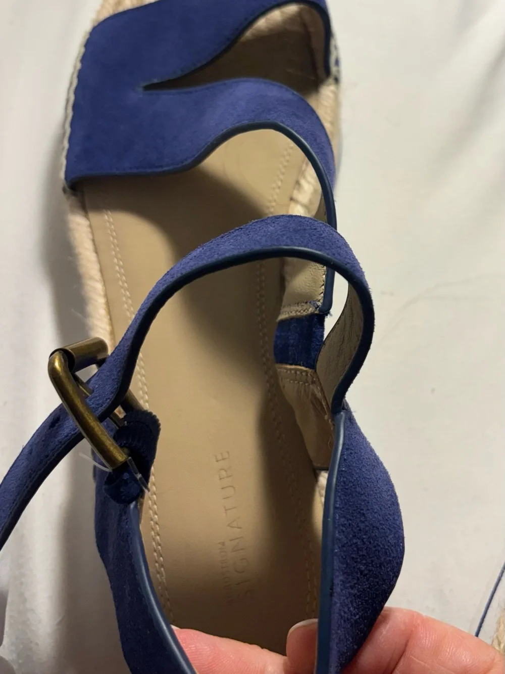 Nordstrom signature Blue Crisscross Platform Espadrille Sandals with Ankle Strap